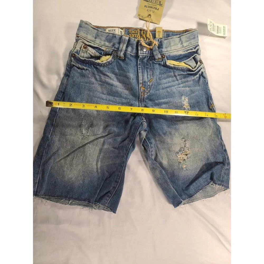 The Children's Place Boys Size 5 Distressed Denim Jean Shorts NWT $19.50